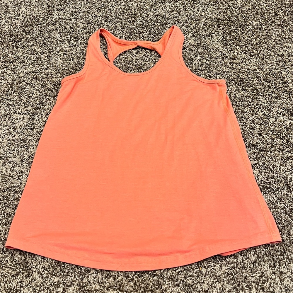 Coral open back Zyia tank top, size small